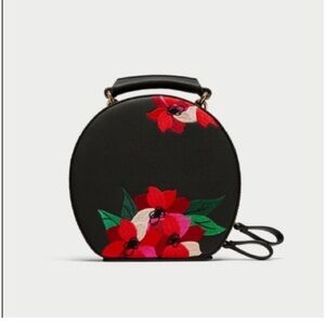 Zara Womens Collection Embroidered City Bag Crossbody and Hand Clutch
